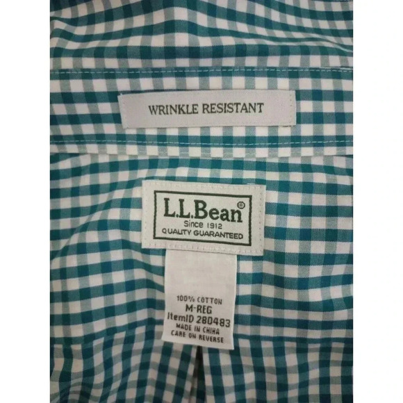 L.L. Bean Check Vacationland Shirt Short Sleeve‎ Wrinkle Resistant 280483 Medium - Picture 4 of 4